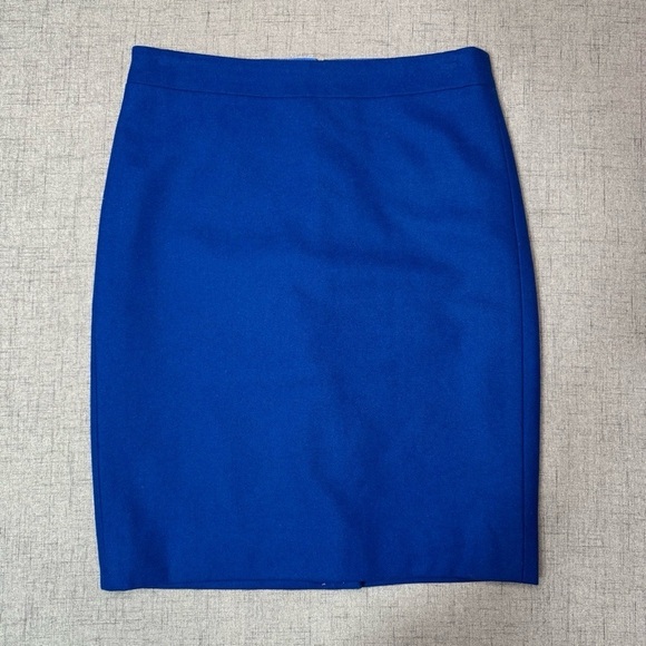 J. Crew Royal Blue Wool Straight Pencil Skirt Knee Length Size 4 Small NWT - Picture 5 of 11
